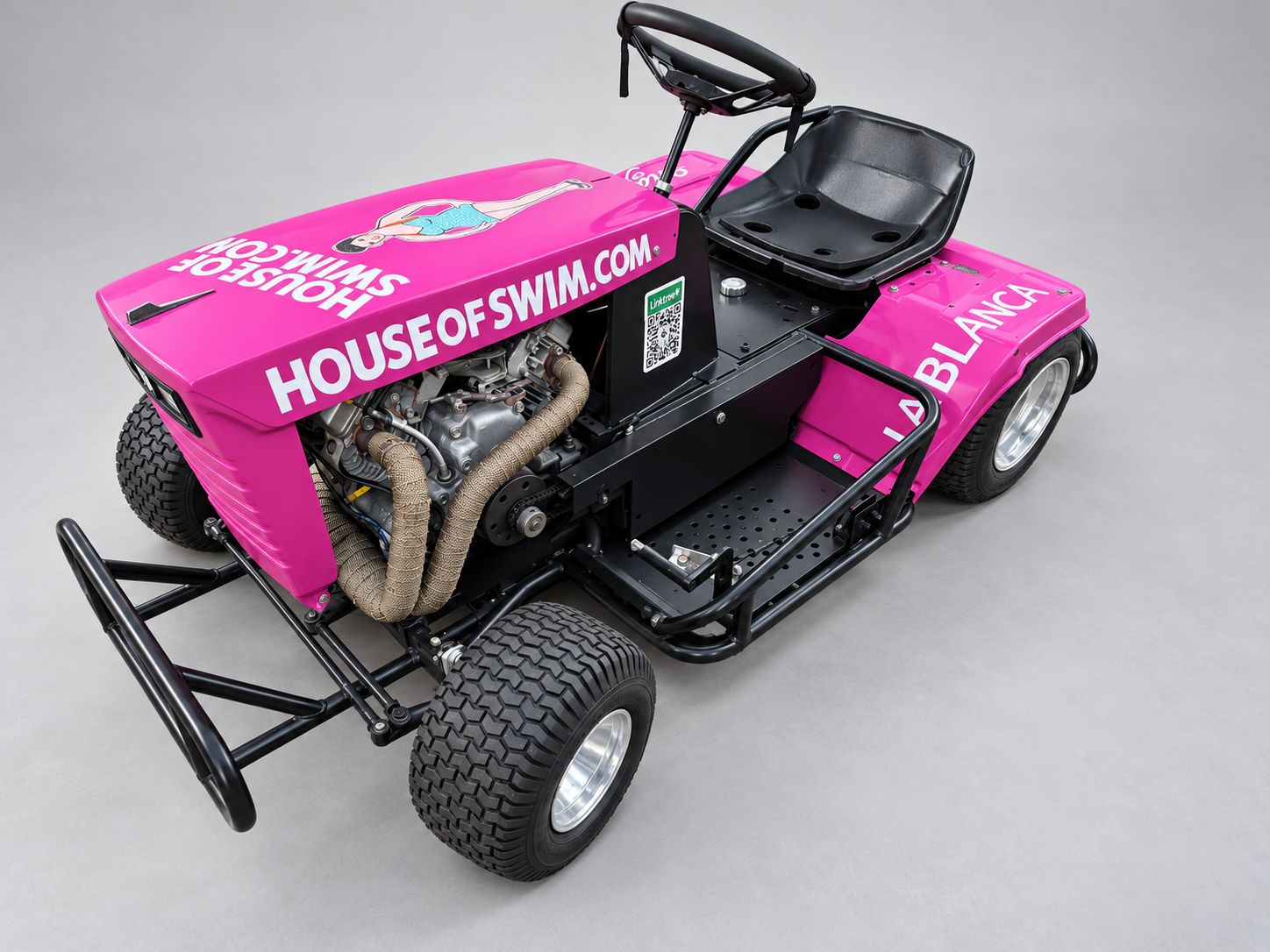 Pink racing mower — Alternate studio view